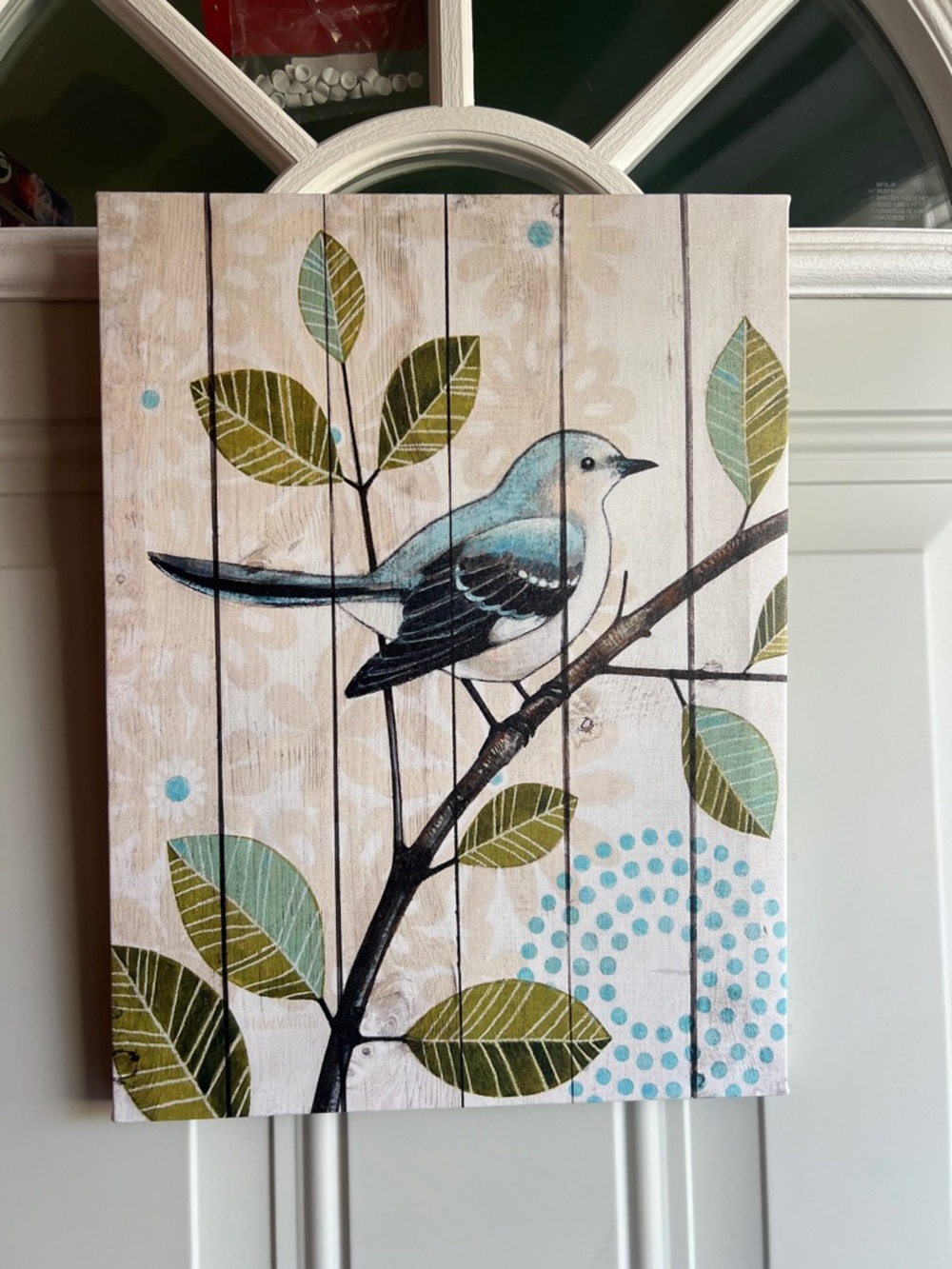 Blue and Green Bird Wall Art Canvas - Brand:
